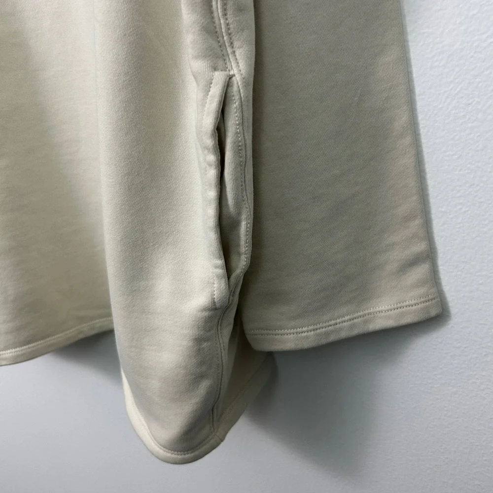 J.Crew Womens University Terry Long Half Zip‎ Tunic Sweatshirt cream Size Large